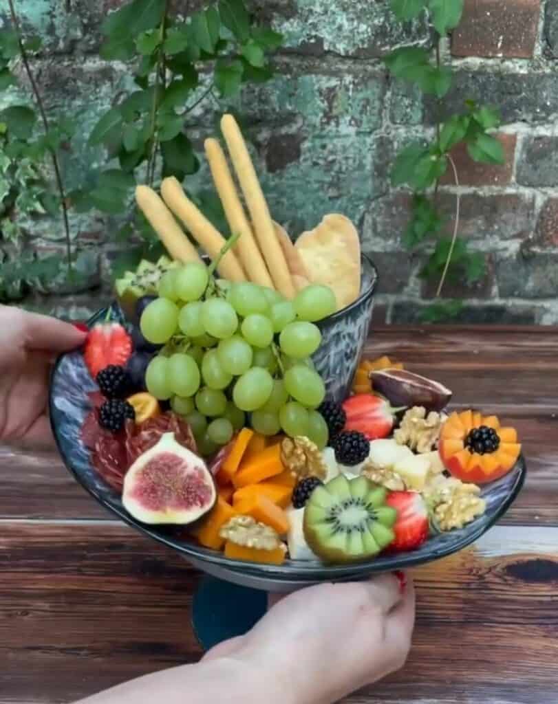 Pottery with charcuterie. 